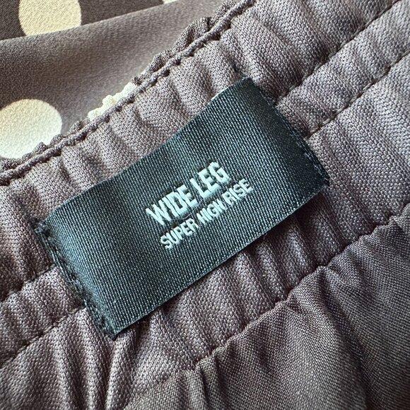 NEW Express Womens XS Pants Wide Leg Super High Rise Polka Dot Brown Lined - Picture 12 of 14